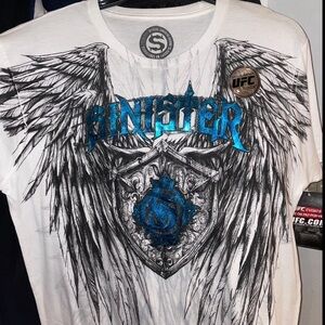 Sinister X UFC T Shirt Size Large Wings Blue Goth Wear Cyberpunk Y2k Affliction